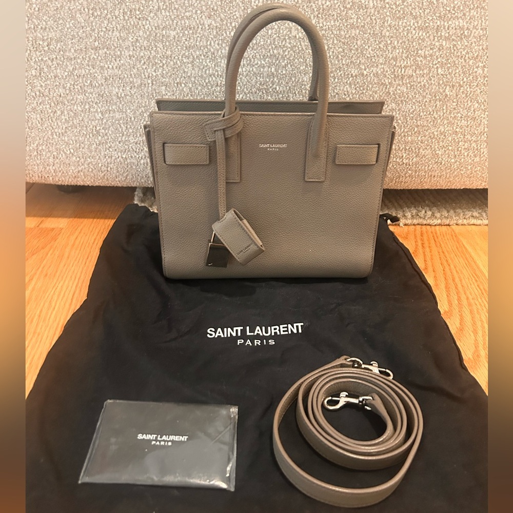 Saint Laurent Nano Sac De Jour Taupe Leather Tote